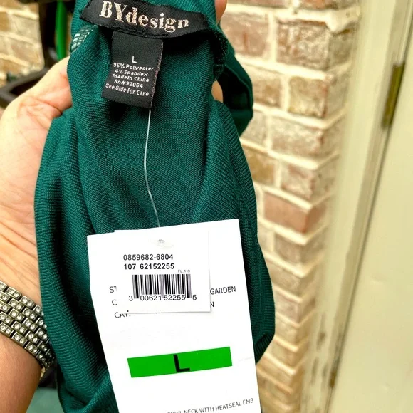 By Design, Green, Cowl Neck, 3/4 Sleeve, Sweater, Size Large - Picture 3 of 3